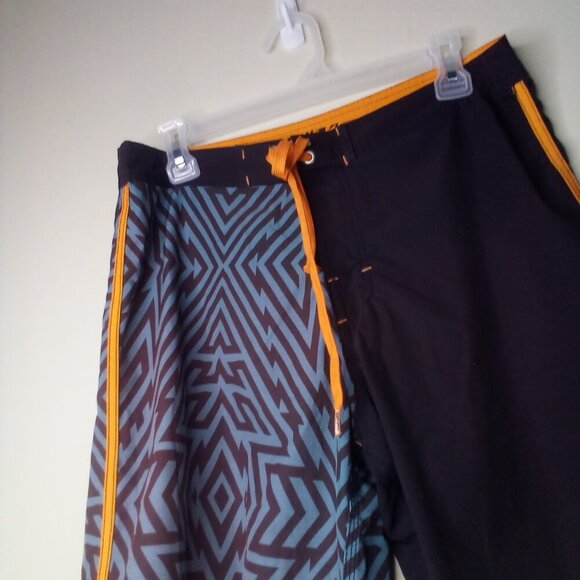 Society Of The Sun Swim Trunks Men 32 Board Shorts Brown Orange Blue - Picture 7 of 15